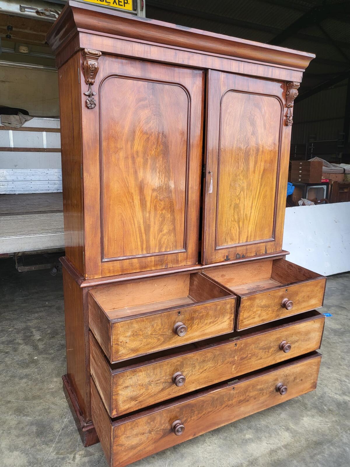 Antique Victorian linen press Chest of drawers wardrobe