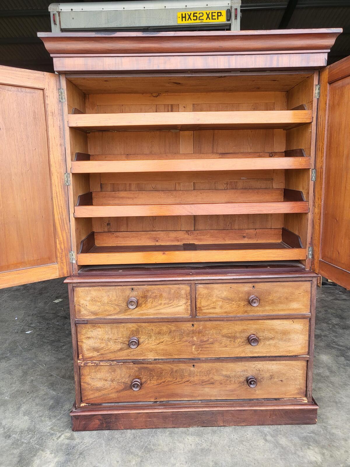 Antique Victorian linen press Chest of drawers wardrobe