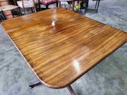 Antique Georgian mahogany elm rectangular tilt top occasional dining table