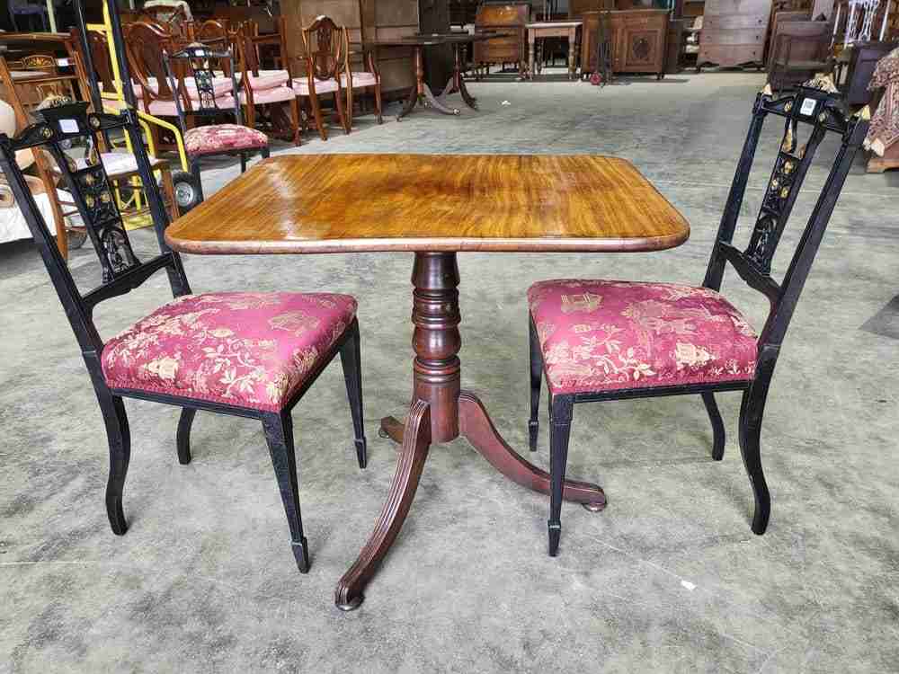 Antique Georgian mahogany elm rectangular tilt top occasional dining table