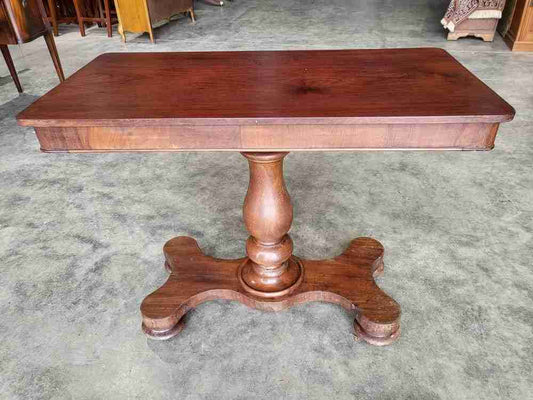 Antique Victorian adjustable height pedestal desk work console table quad base