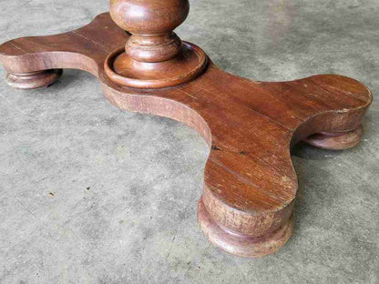 Antique Victorian adjustable height pedestal desk work console table quad base