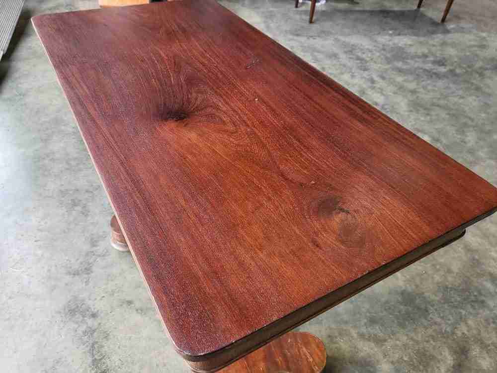 Antique Victorian adjustable height pedestal desk work console table quad base