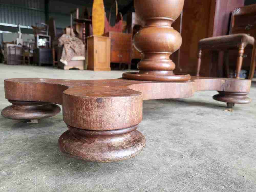 Antique Victorian adjustable height pedestal desk work console table quad base