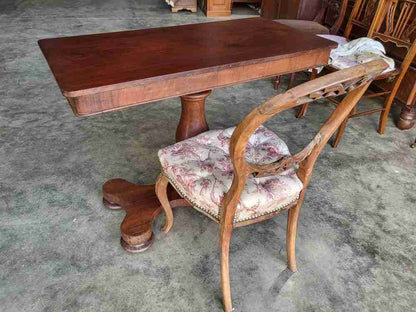 Antique Victorian adjustable height pedestal desk work console table quad base