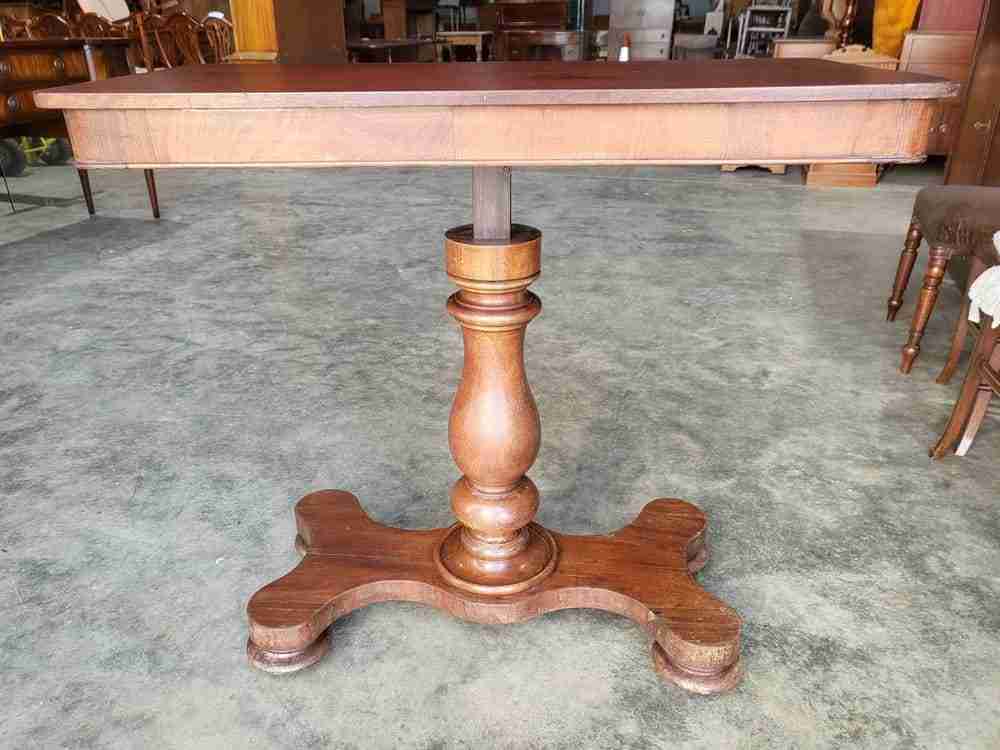 Antique Victorian adjustable height pedestal desk work console table quad base