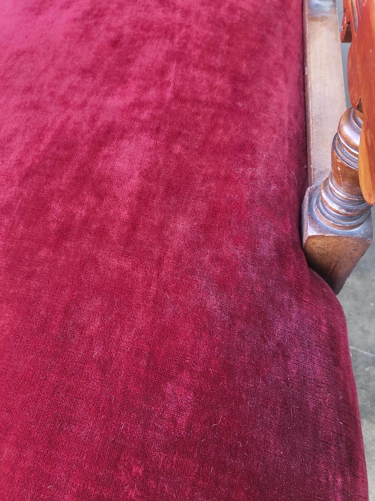 Antique Victorian red Chaise longue sofa turned legs castors
