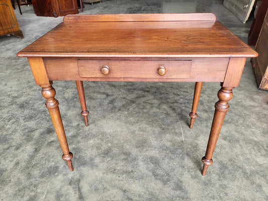 Antique Victorian single drawer writing desk table turned legs