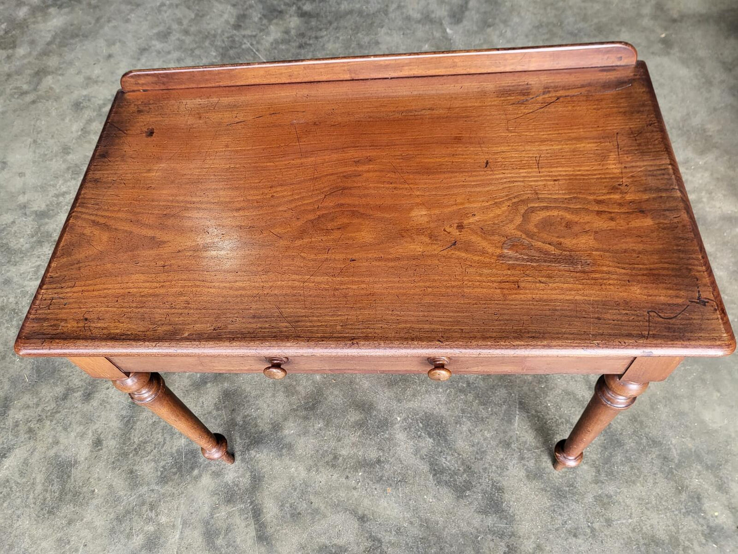 Antique Victorian single drawer writing desk table turned legs