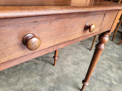 Antique Victorian single drawer writing desk table turned legs