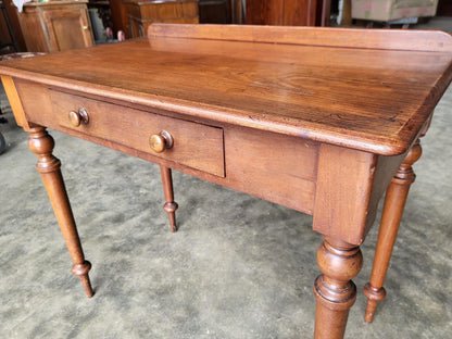 Antique Victorian single drawer writing desk table turned legs