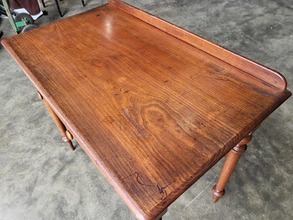Antique Victorian single drawer writing desk table turned legs