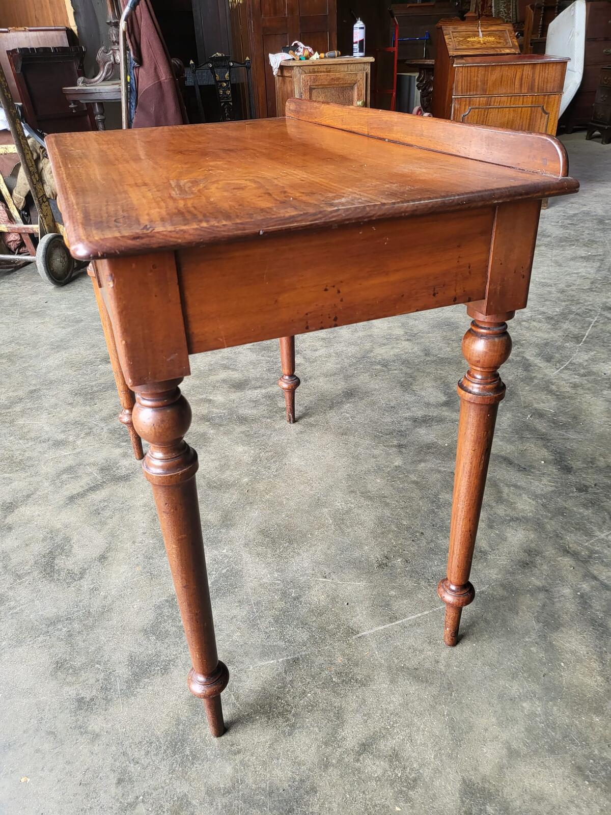 Antique Victorian single drawer writing desk table turned legs