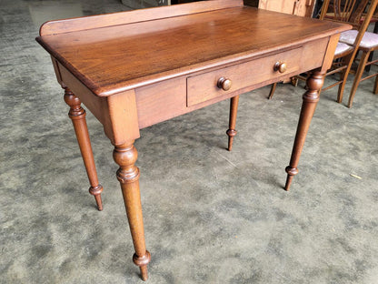 Antique Victorian single drawer writing desk table turned legs