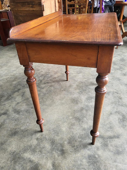 Antique Victorian single drawer writing desk table turned legs