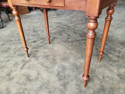 Antique Victorian single drawer writing desk table turned legs