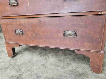 Antique Victorian small chest of drawers bracket feet 3 drawers brass handles