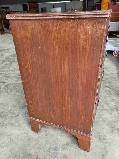 Antique Victorian small chest of drawers bracket feet 3 drawers brass handles