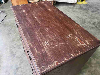 Antique Victorian small chest of drawers bracket feet 3 drawers brass handles