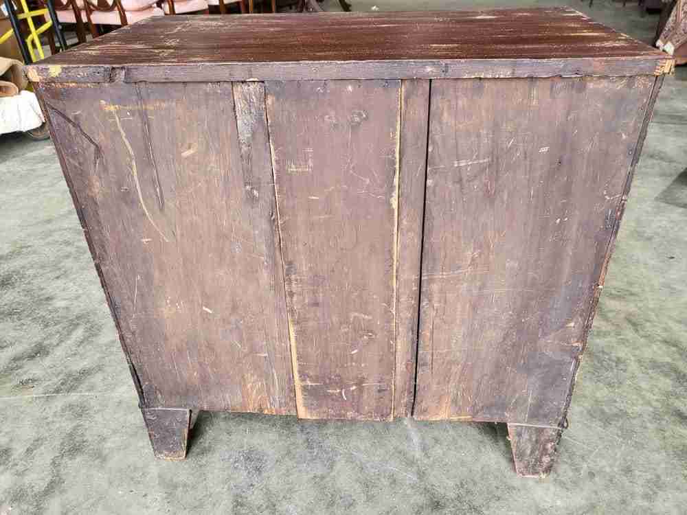 Antique Victorian small chest of drawers bracket feet 3 drawers brass handles