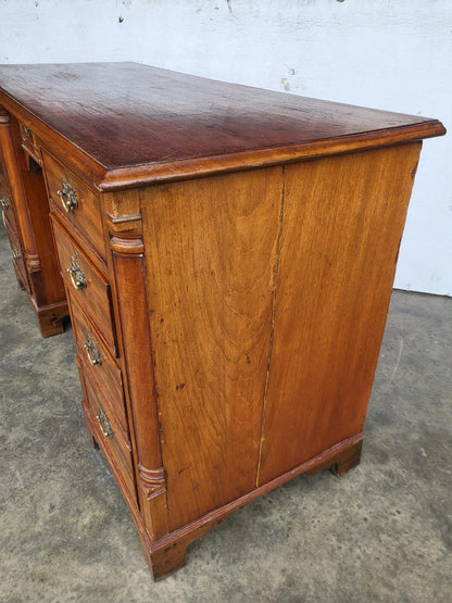 Antique Victorian small knee hole desk 7 drawers