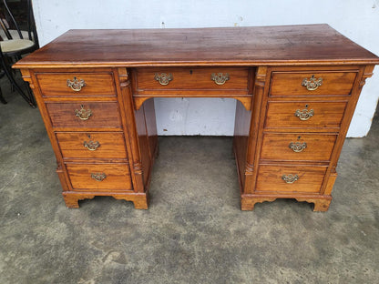 Antique Victorian small knee hole desk 7 drawers