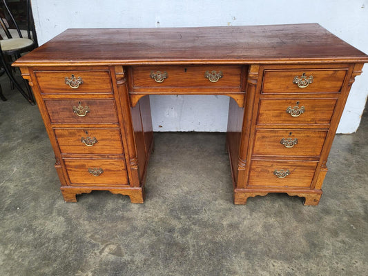 Antique Victorian small knee hole desk 7 drawers