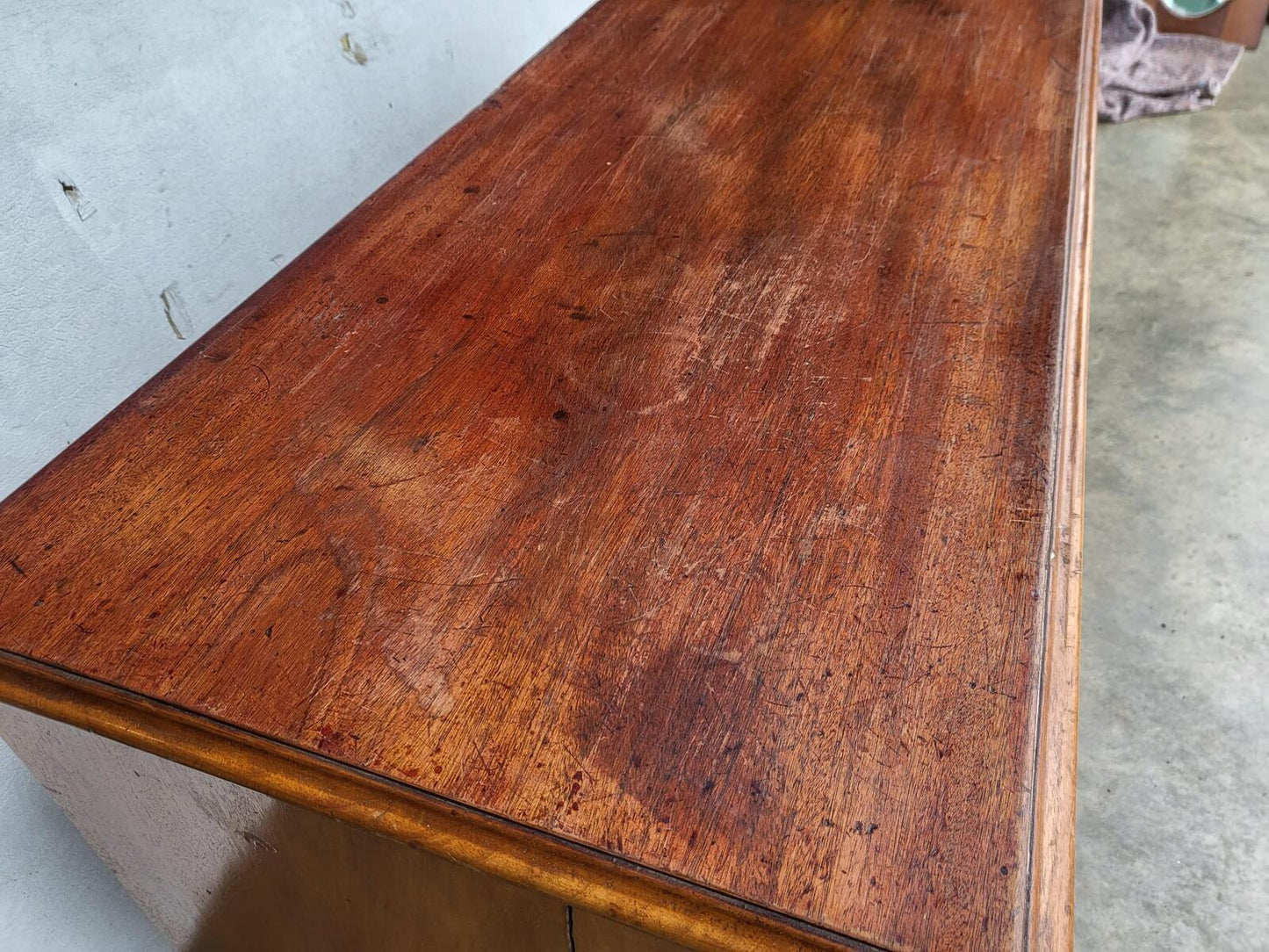 Antique Victorian small knee hole desk 7 drawers