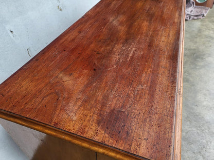 Antique Victorian small knee hole desk 7 drawers