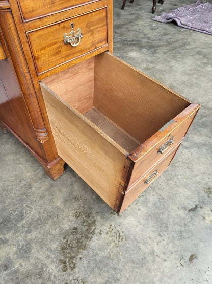 Antique Victorian small knee hole desk 7 drawers