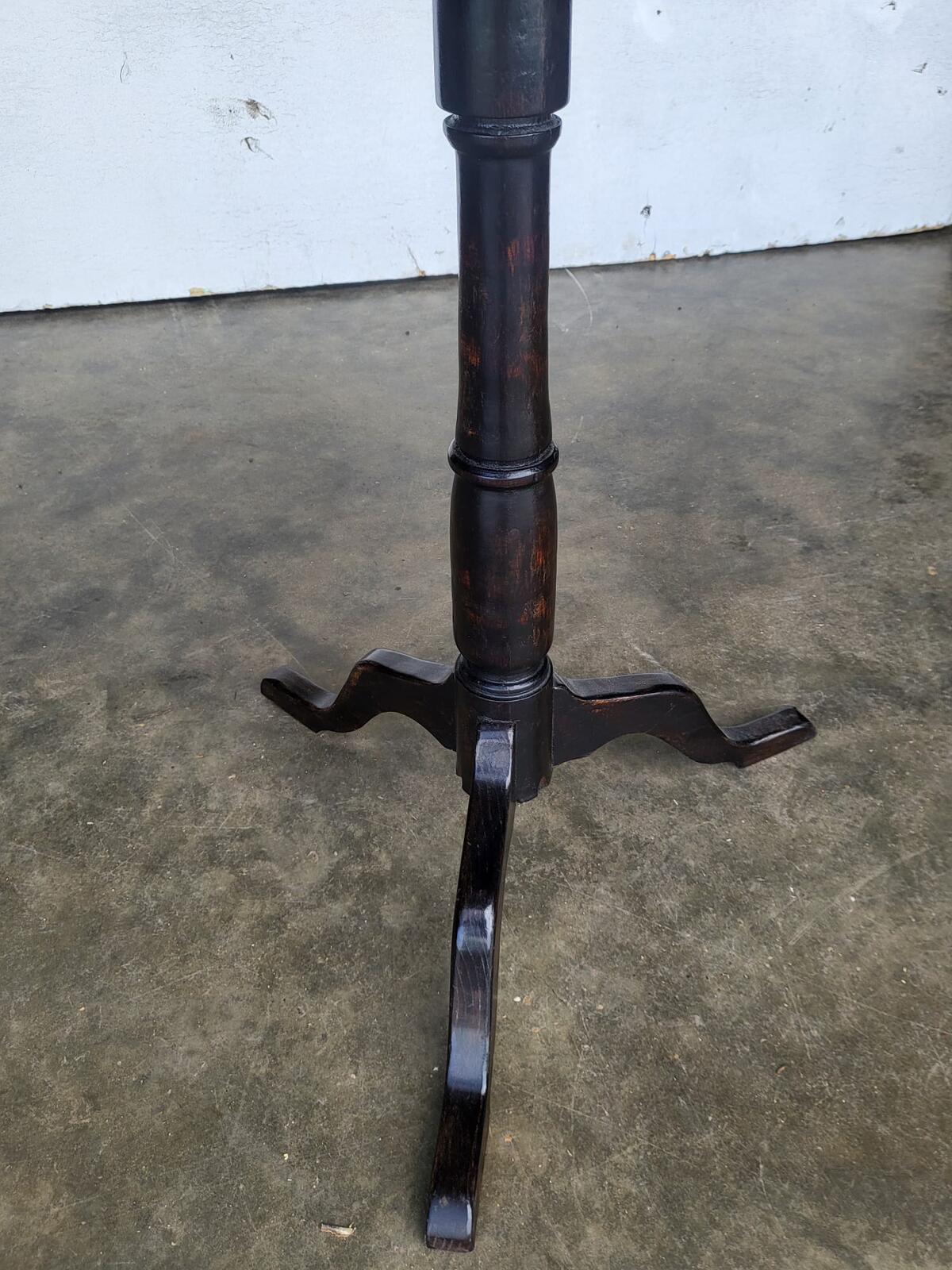 Antique Victorian square tripod side end lamp occasional table