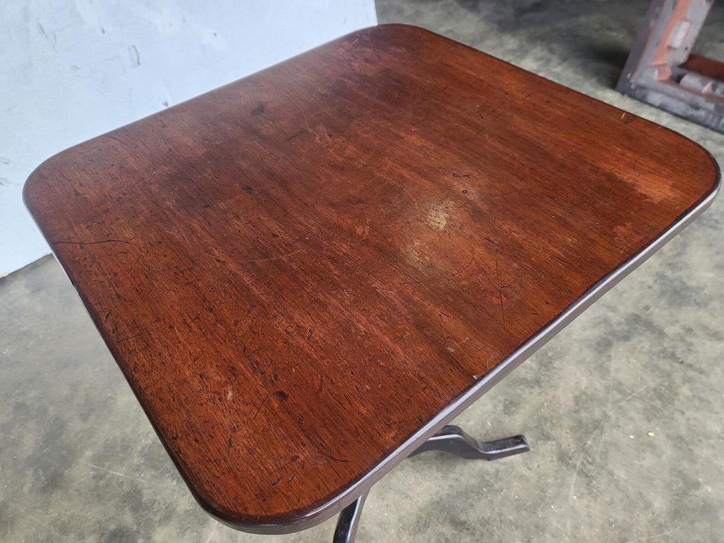 Antique Victorian square tripod side end lamp occasional table