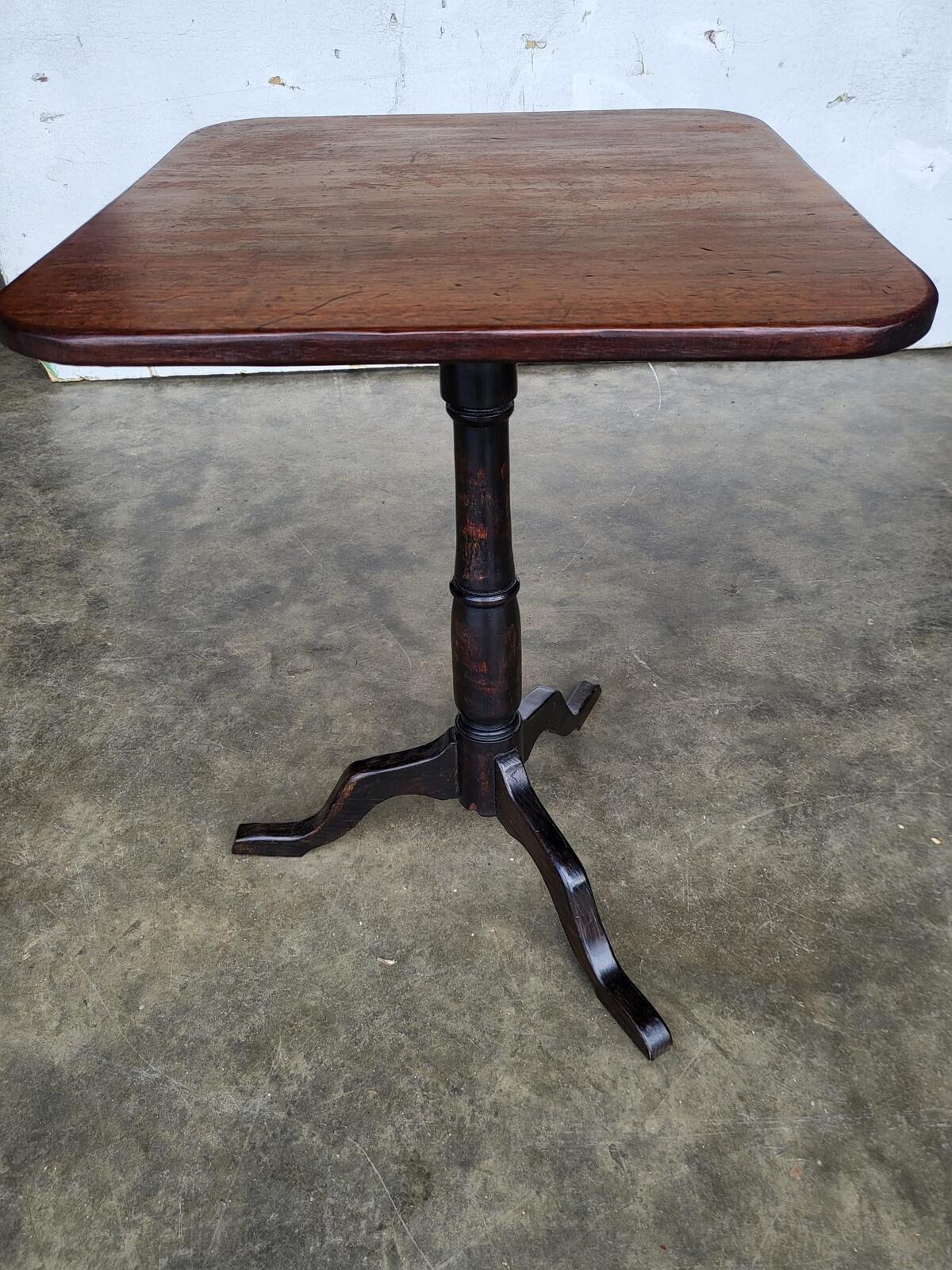 Antique Victorian square tripod side end lamp occasional table