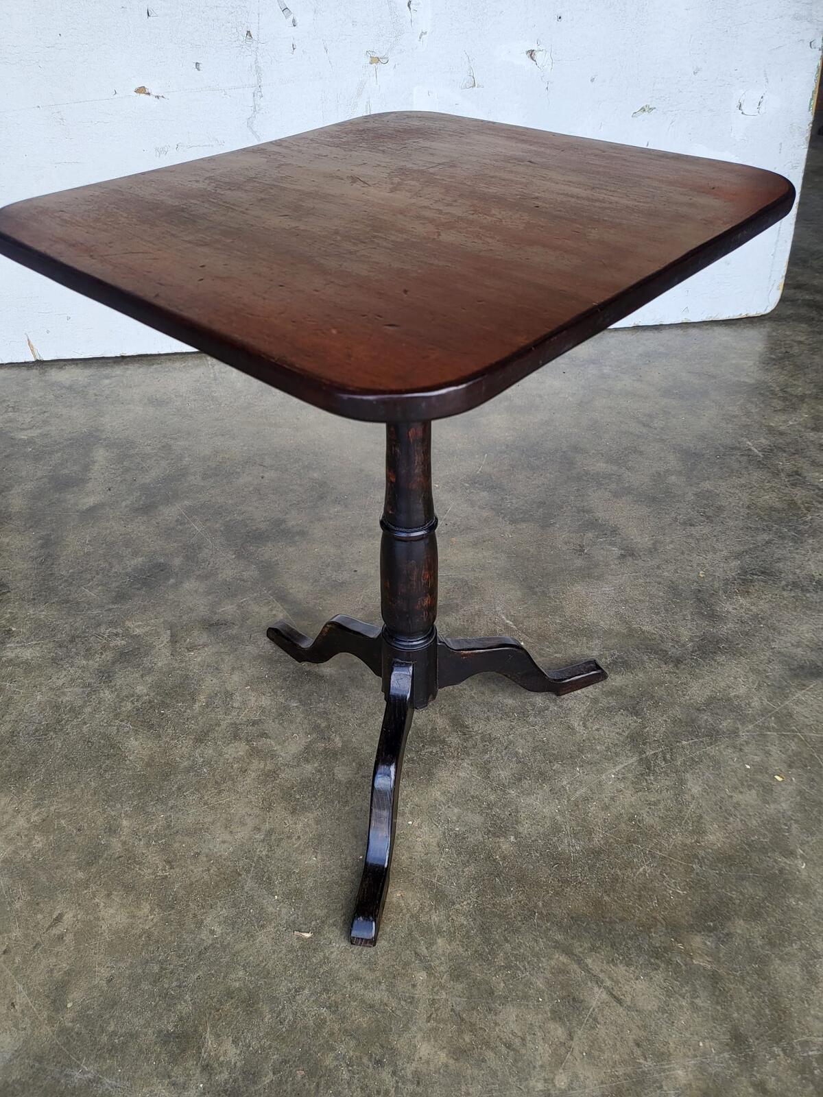 Antique Victorian square tripod side end lamp occasional table