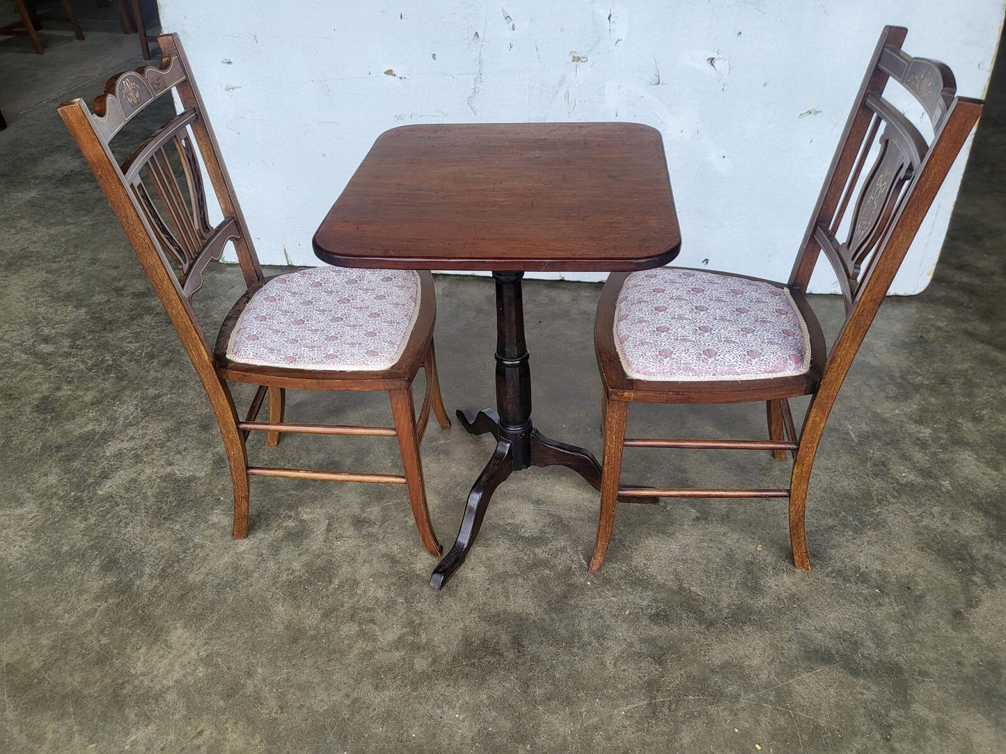 Antique Victorian square tripod side end lamp occasional table