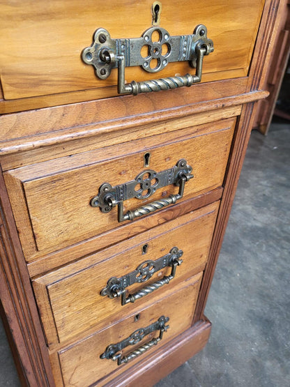 Antique Victorian twin pedestal desk gallery leather top