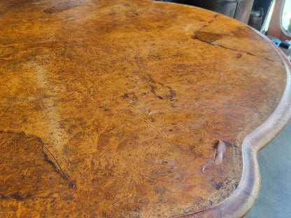 Antique Victorian walnut oval serpentine pedestal dining table