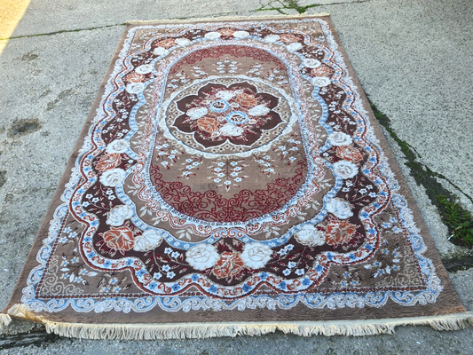 Vintage 20thC Wool Room Size Carpet Rug Floral Pattern 10’X6’ Brown Blue