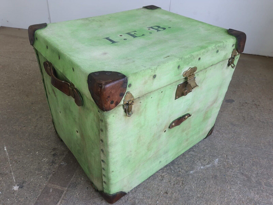 Vintage Retro 20thC Square Cabin Trunk Storage Box Bed End Coffee Table Coffer