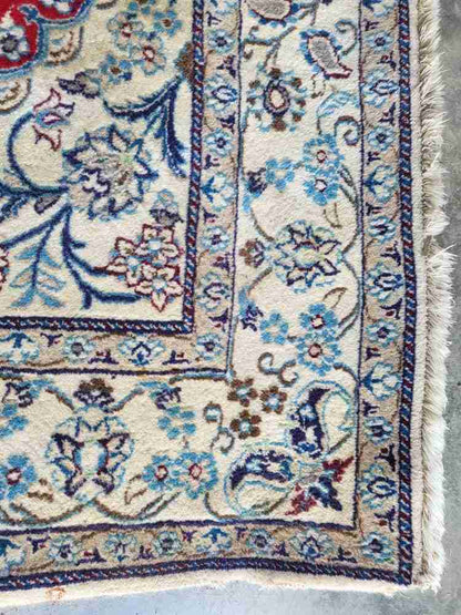 Vintage 20thC 100% wool. Thick pile room size carpet rug 9'7" x 6'5" red cream