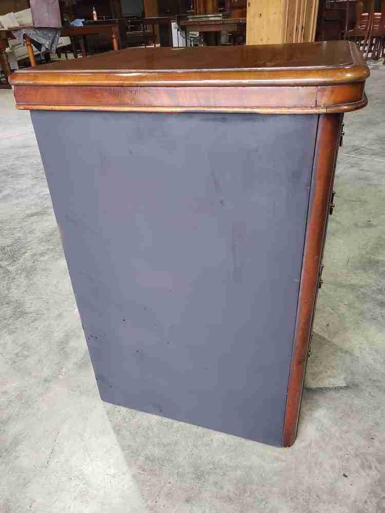 Vintage 20thC slim 4 drawer side end chest of drawers brass handles