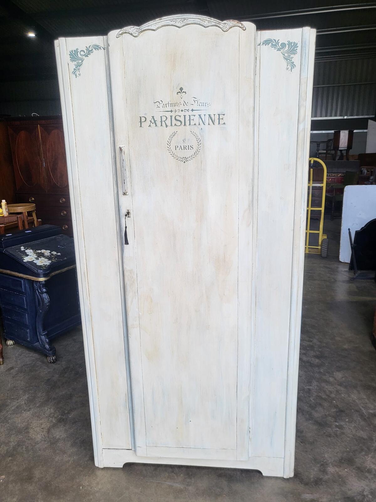Vintage painted dome top single wardrobe French