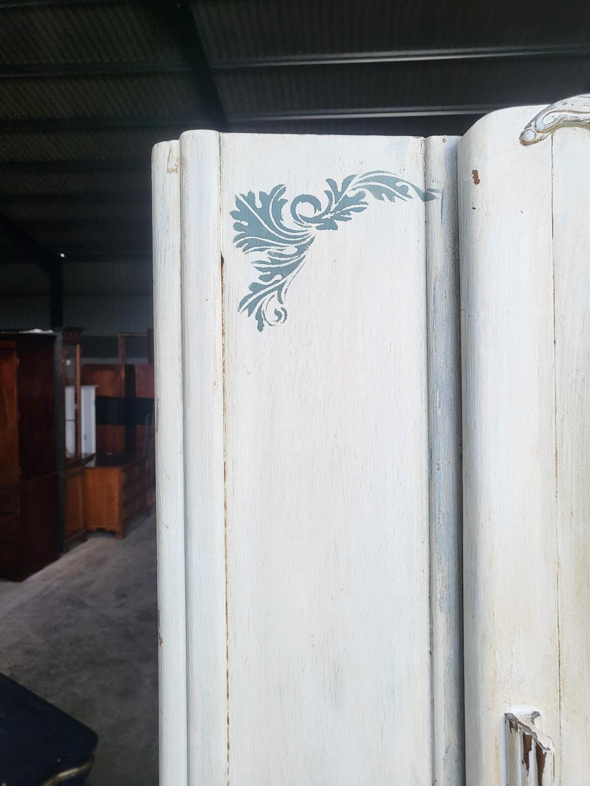 Vintage painted dome top single wardrobe French