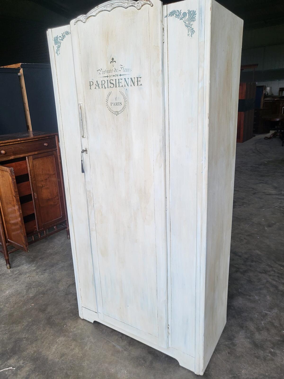 Vintage painted dome top single wardrobe French