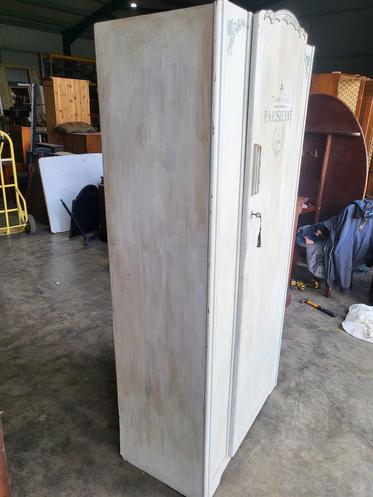 Vintage painted dome top single wardrobe French