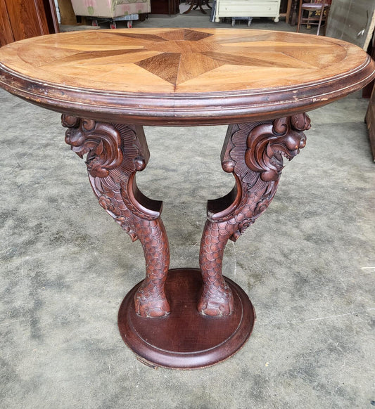 Vintage round dragon side end occasional dining table