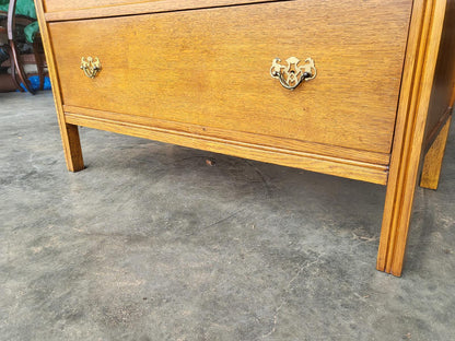 Vintage oak chest of 3 drawers metal handles