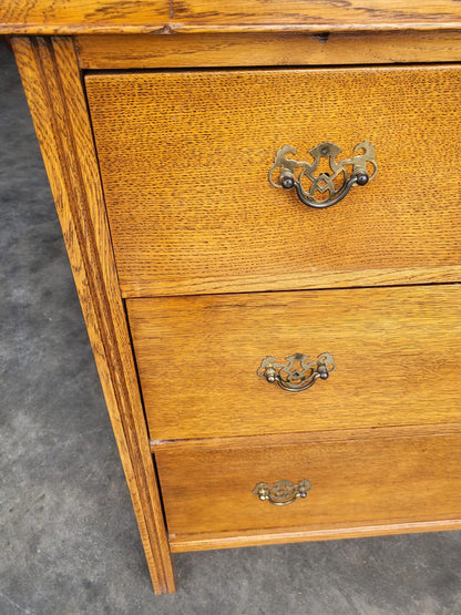 Vintage oak chest of 3 drawers metal handles