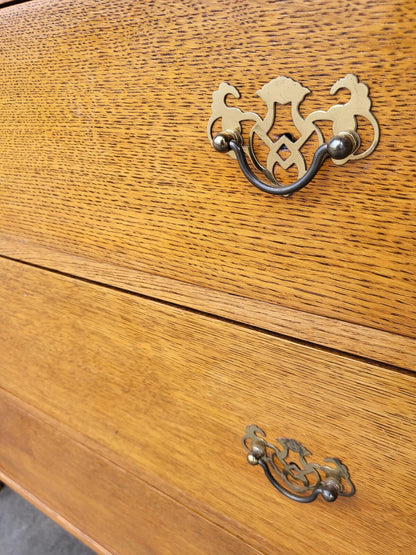 Vintage oak chest of 3 drawers metal handles