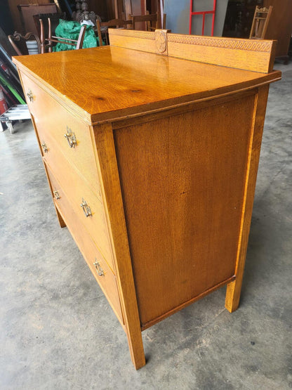 Vintage oak chest of 3 drawers metal handles